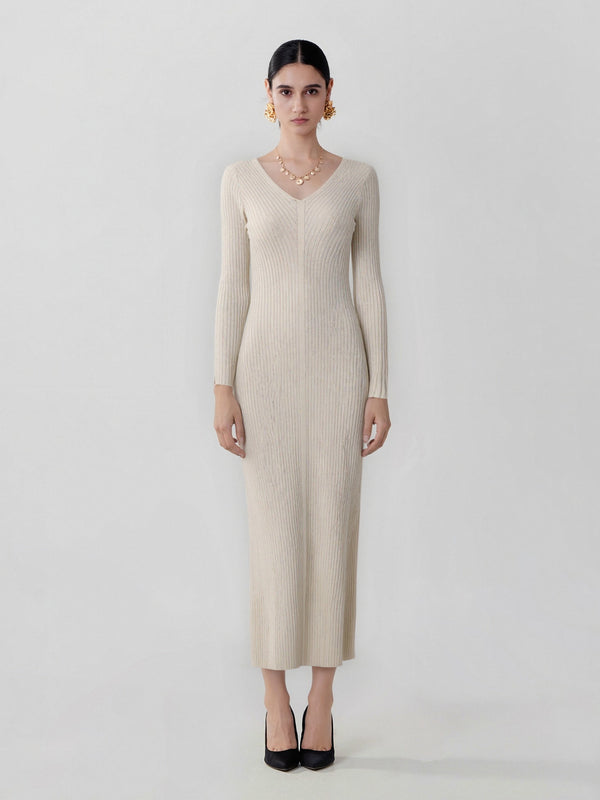 Paris Holiday V-neck knitted dresse