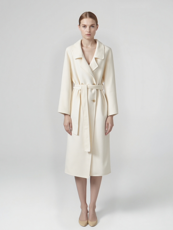 Moroccan long wool coat  in WHITE