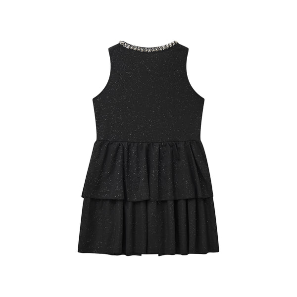 Midnight in Paris Sparkling diamond MINI dress in BLACK