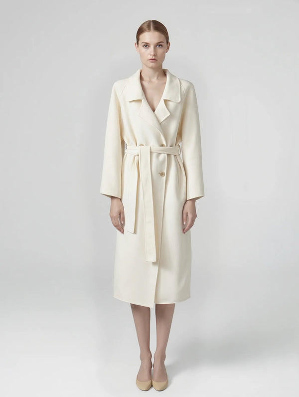 Moroccan long wool coat  in WHITE