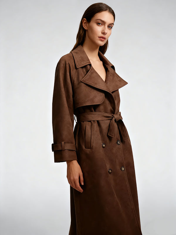 Oversize Double Breasted Outerwear Autumn Street Suede Coat
