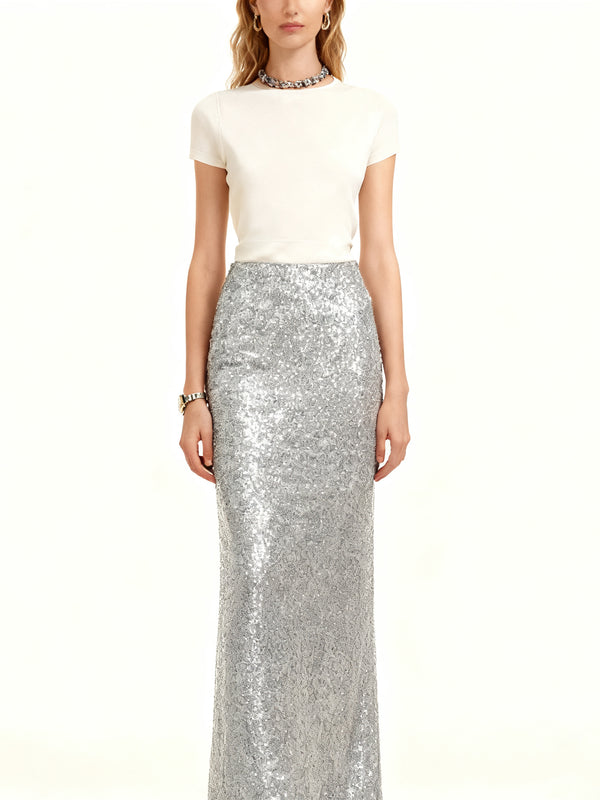 Fragmented Starlight Skirt in Silvery