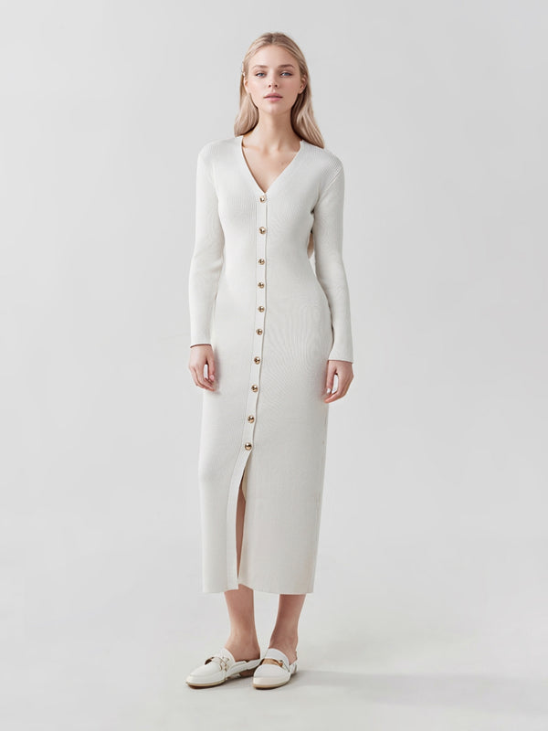 Paris Holiday V-neck knitted dress