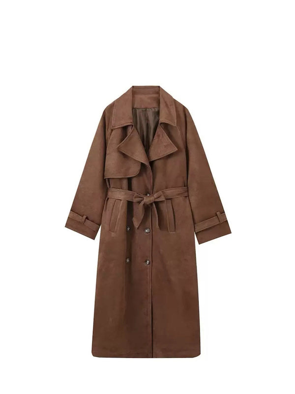 Oversize Double Breasted Outerwear Autumn Street Suede Coat