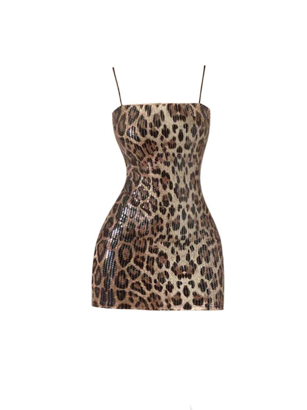 Y2K leopard print sequined MINI Skirt
