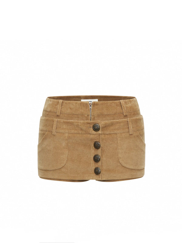Y2K fake two-piece breasted MINI Skirt in Khaki