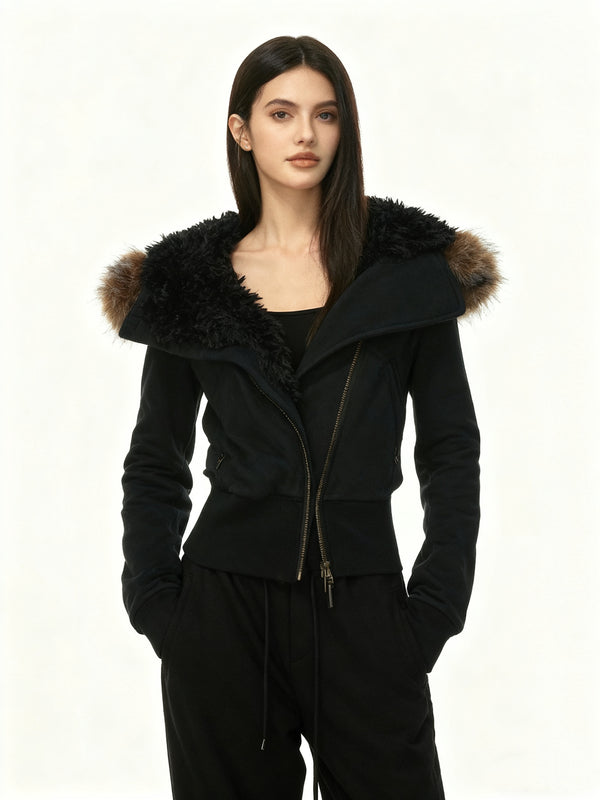 Y2K  hooded street style short jacket in Black