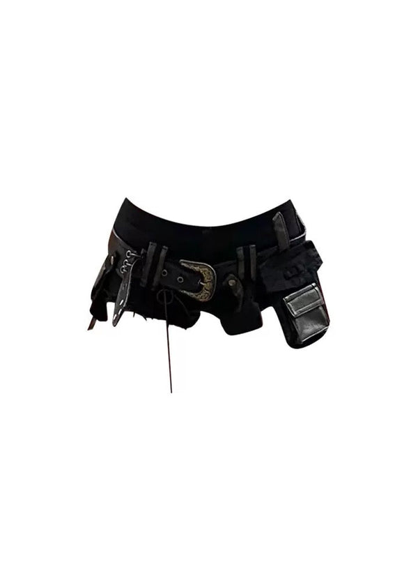 Y2K hot girl spliced denim shorts