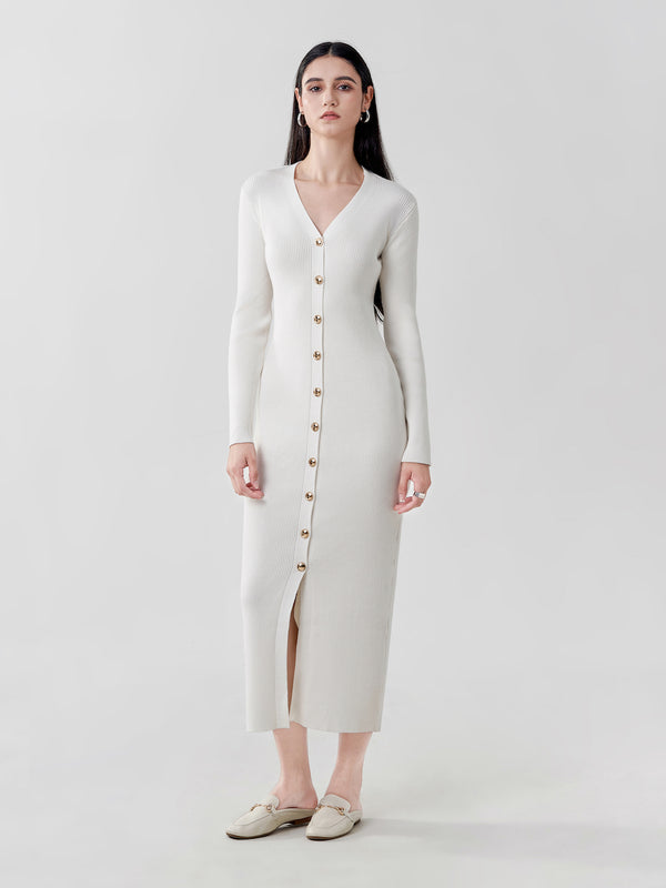 Paris Holiday V-neck knitted dress