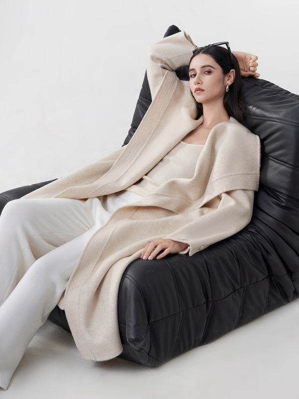 OLASEUY 「2025WINTTER」Cream long collar wool coat