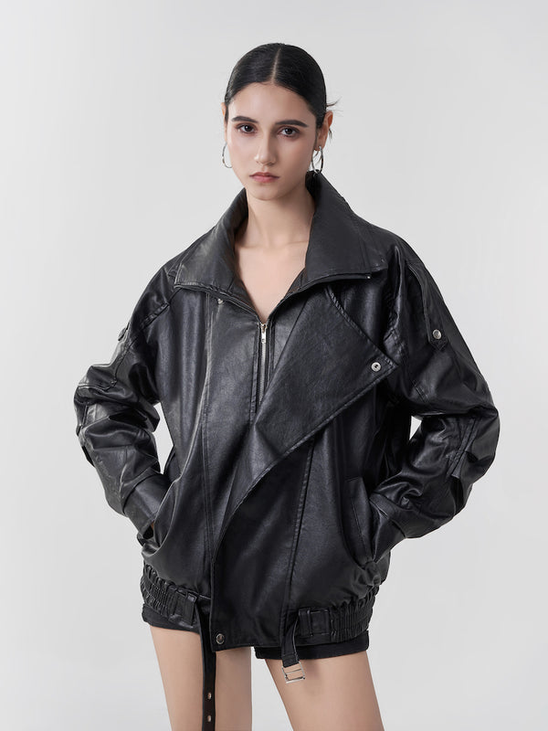 Y2K locomotive leather jacket
