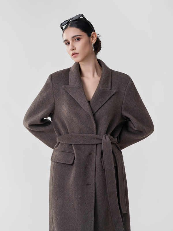 OLASEUY 「2025WINTTER」Mocha Brown Long Street Woolen Coat
